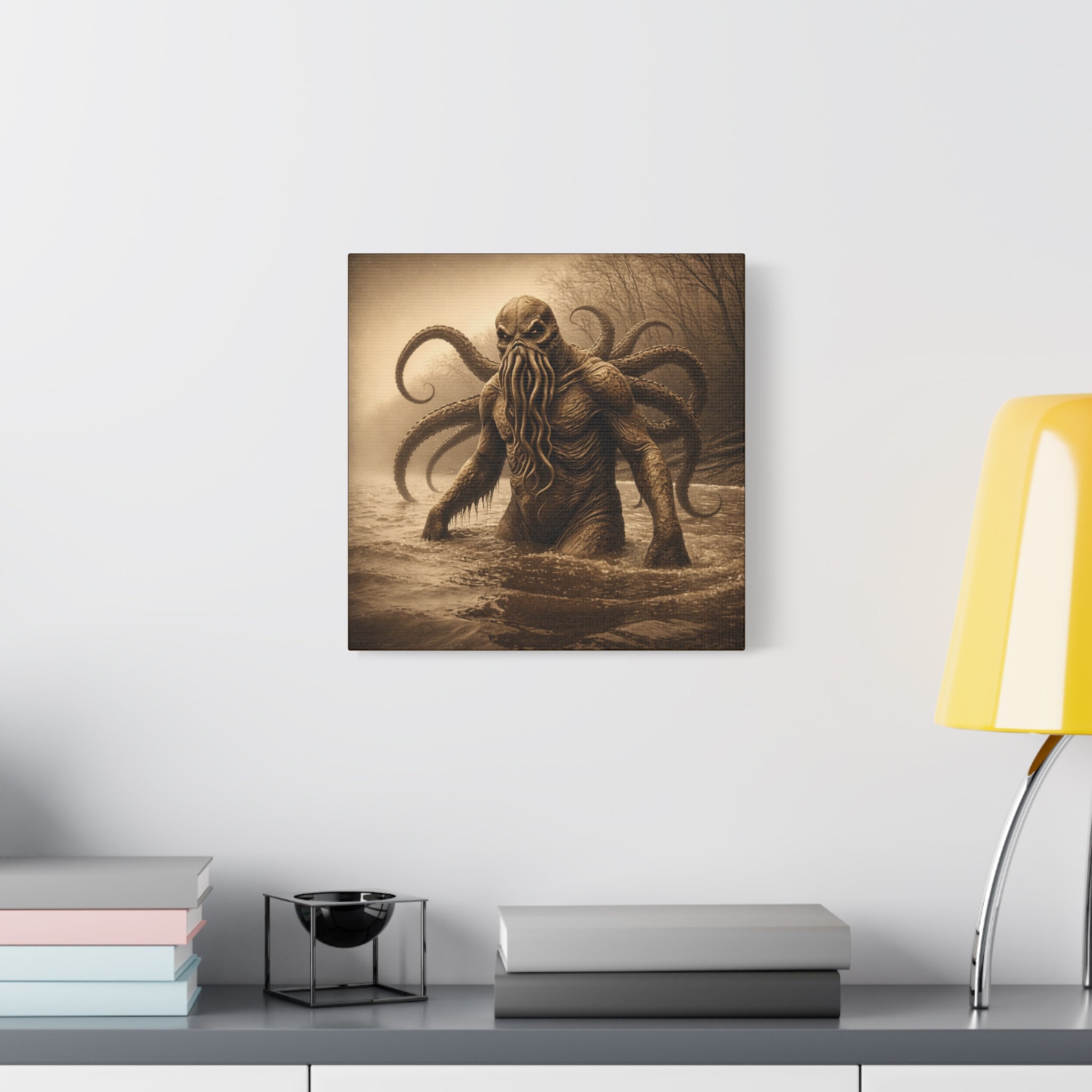 Octo-man Canvas Wall Art – Matte Stretched Horror Decor