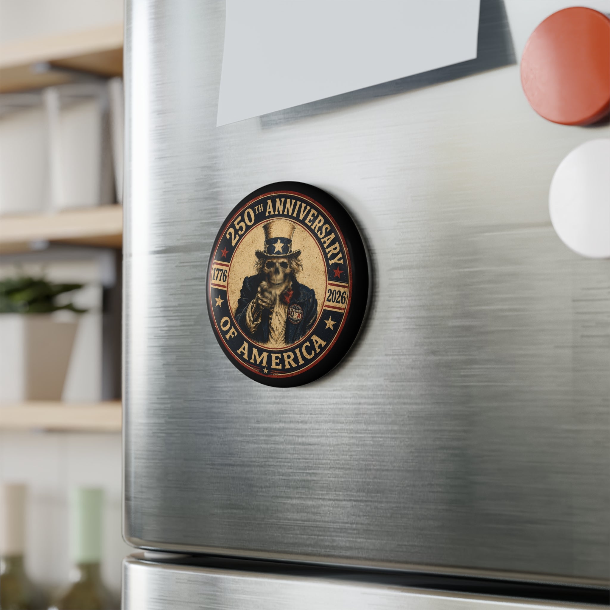 Limited Edition: Uncle Sam Skull 250th USA Anniversary Round Magnet
