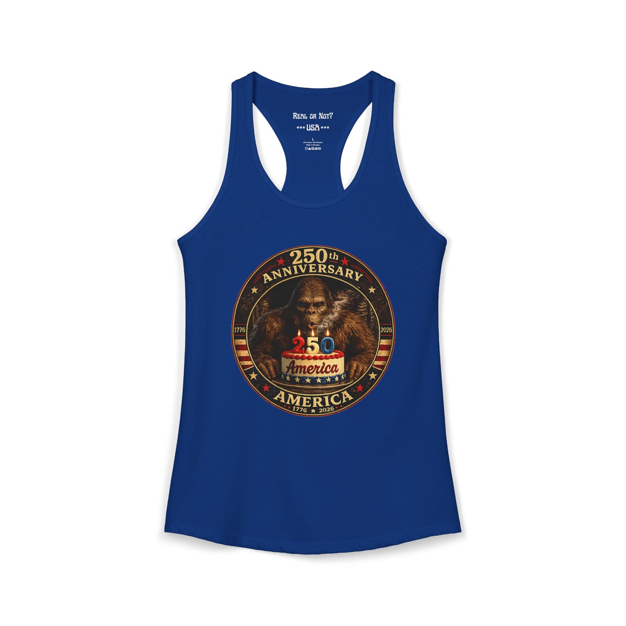 Limited Edition: 250th Anniversary Bigfoot Birthday Cake Ladies' Racerback Tank