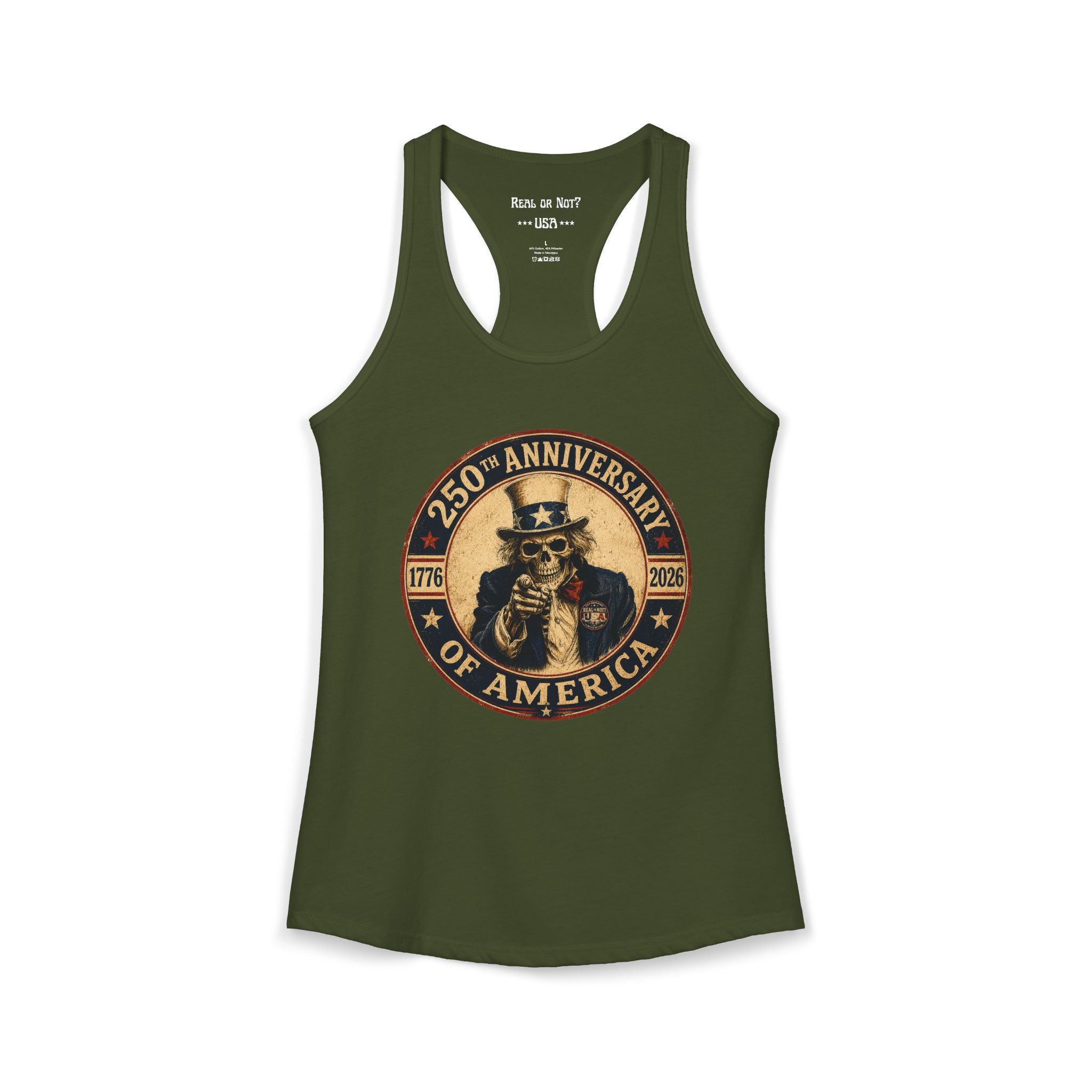 Limited Edition: Uncle Sam Skull 250th Anniversary of America Ladies Racerback Tank Top