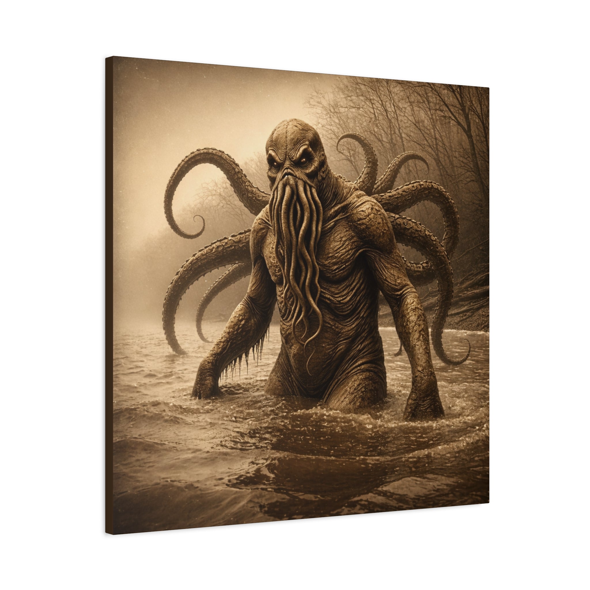 Octo-man Canvas Wall Art – Matte Stretched Horror Decor