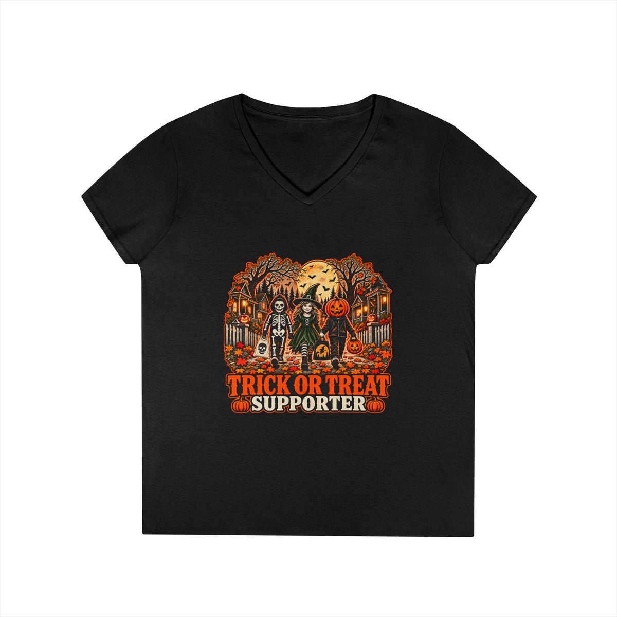 Trick or Treat Supporter Ladies V-Neck T-Shirt