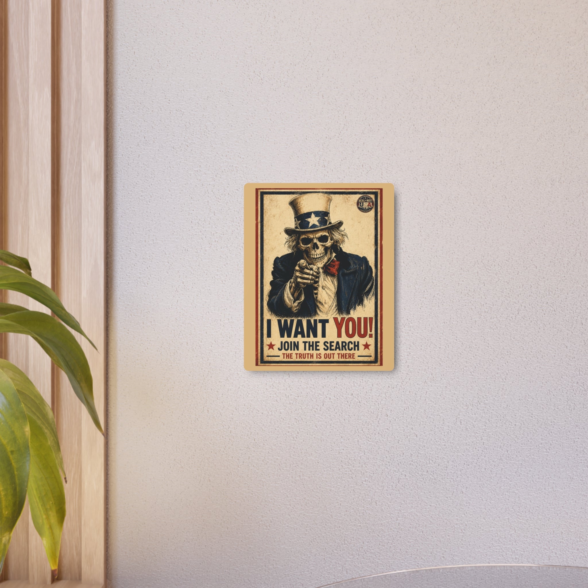 Uncle Sam Skull - "I WANT YOU!" Vintage Recruiting Metal Sign
