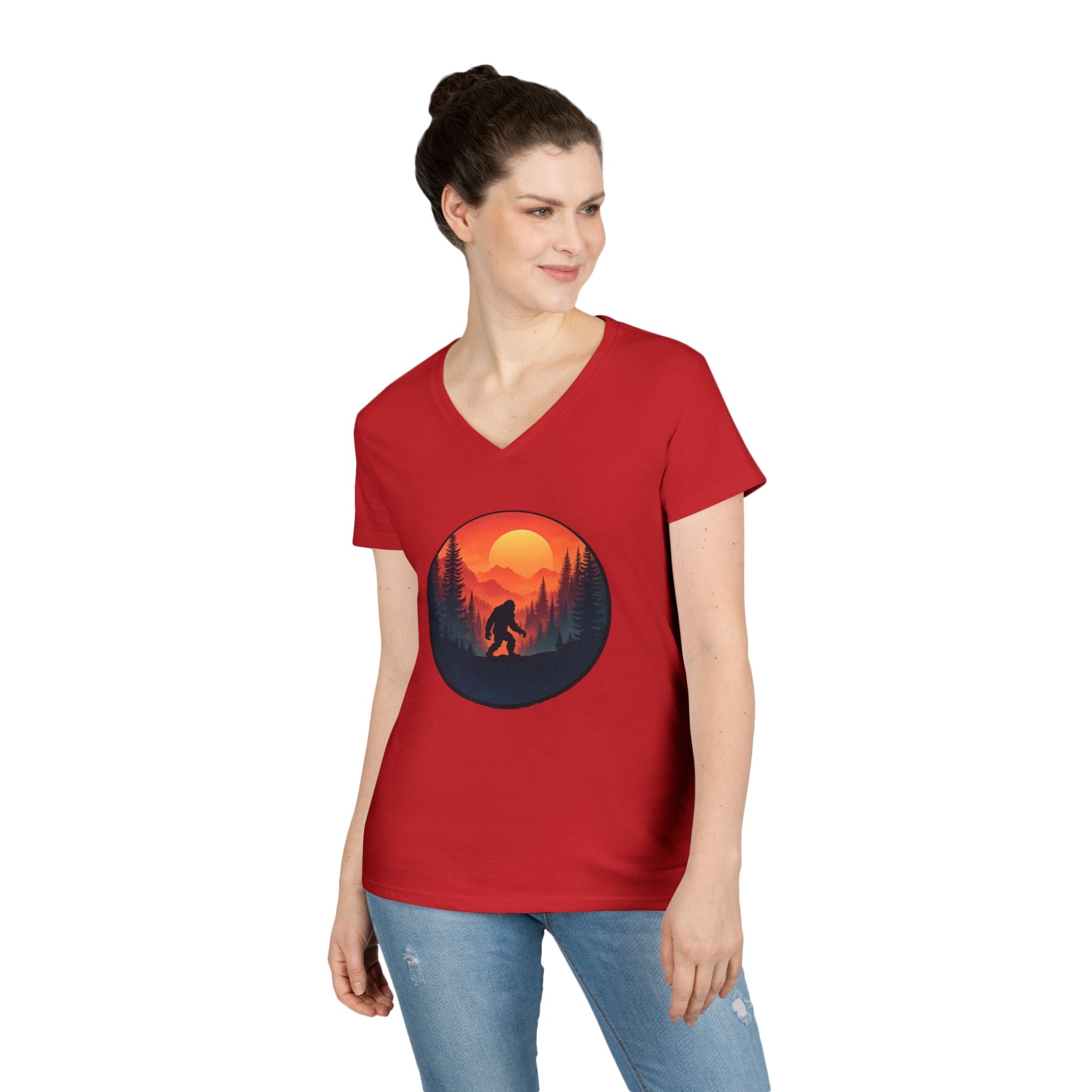 Sasquatch Sunset V-Neck Tee — Women’s Tee