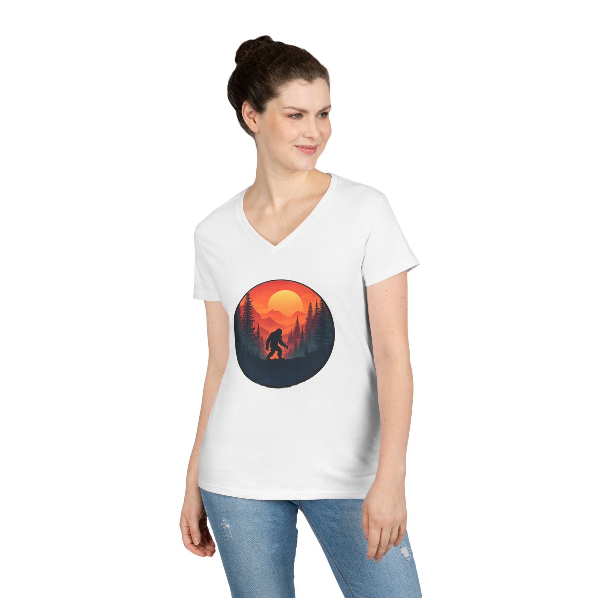 Sasquatch Sunset V-Neck Tee — Women’s Tee