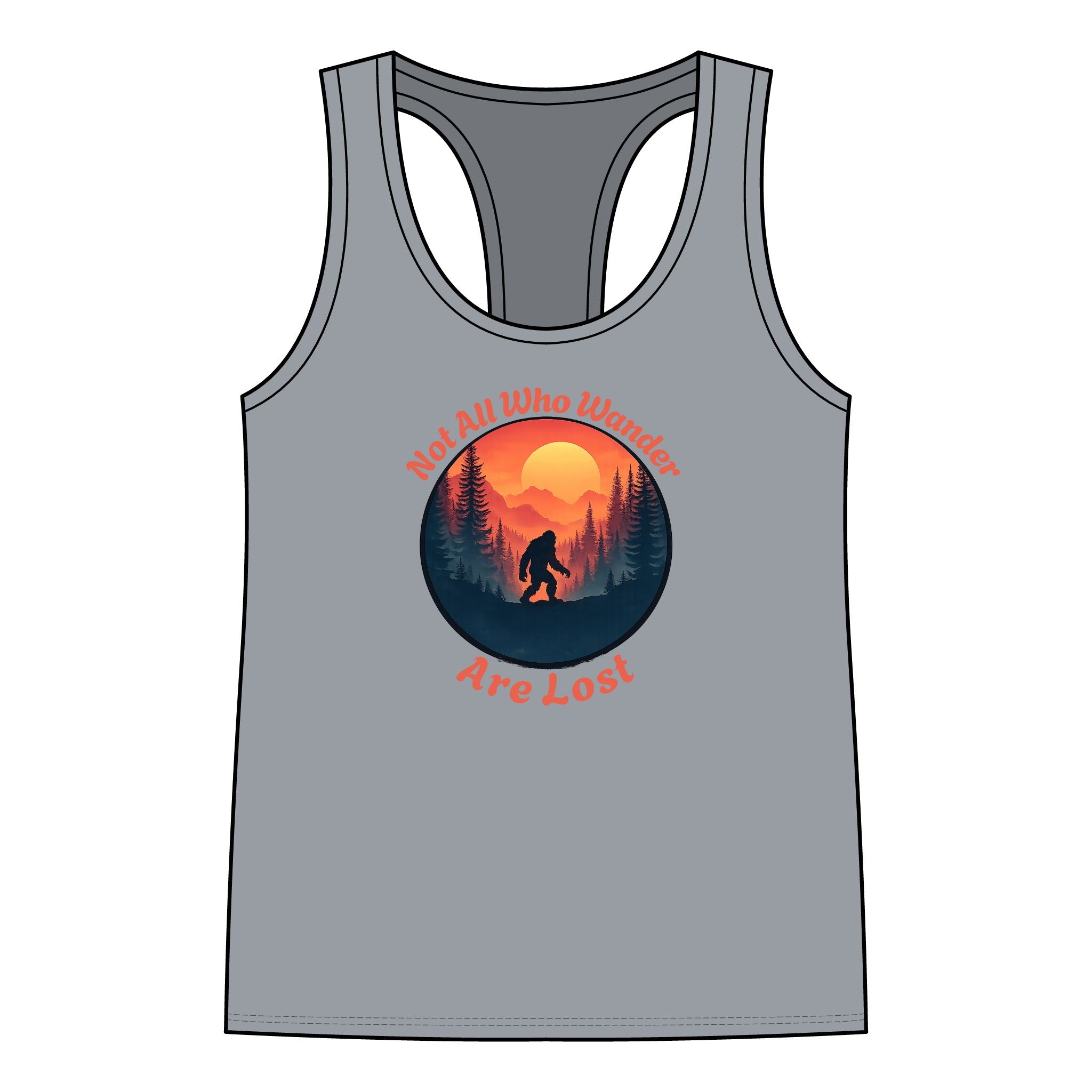 Real Or Not? USA Women's Bigfoot Racerback Tank — 'Not All Who Wander Are Lost'