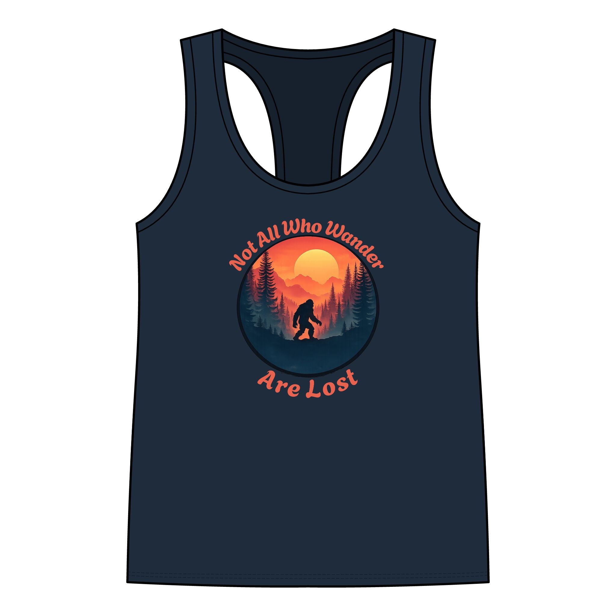 Real Or Not? USA Women's Bigfoot Racerback Tank — 'Not All Who Wander Are Lost'