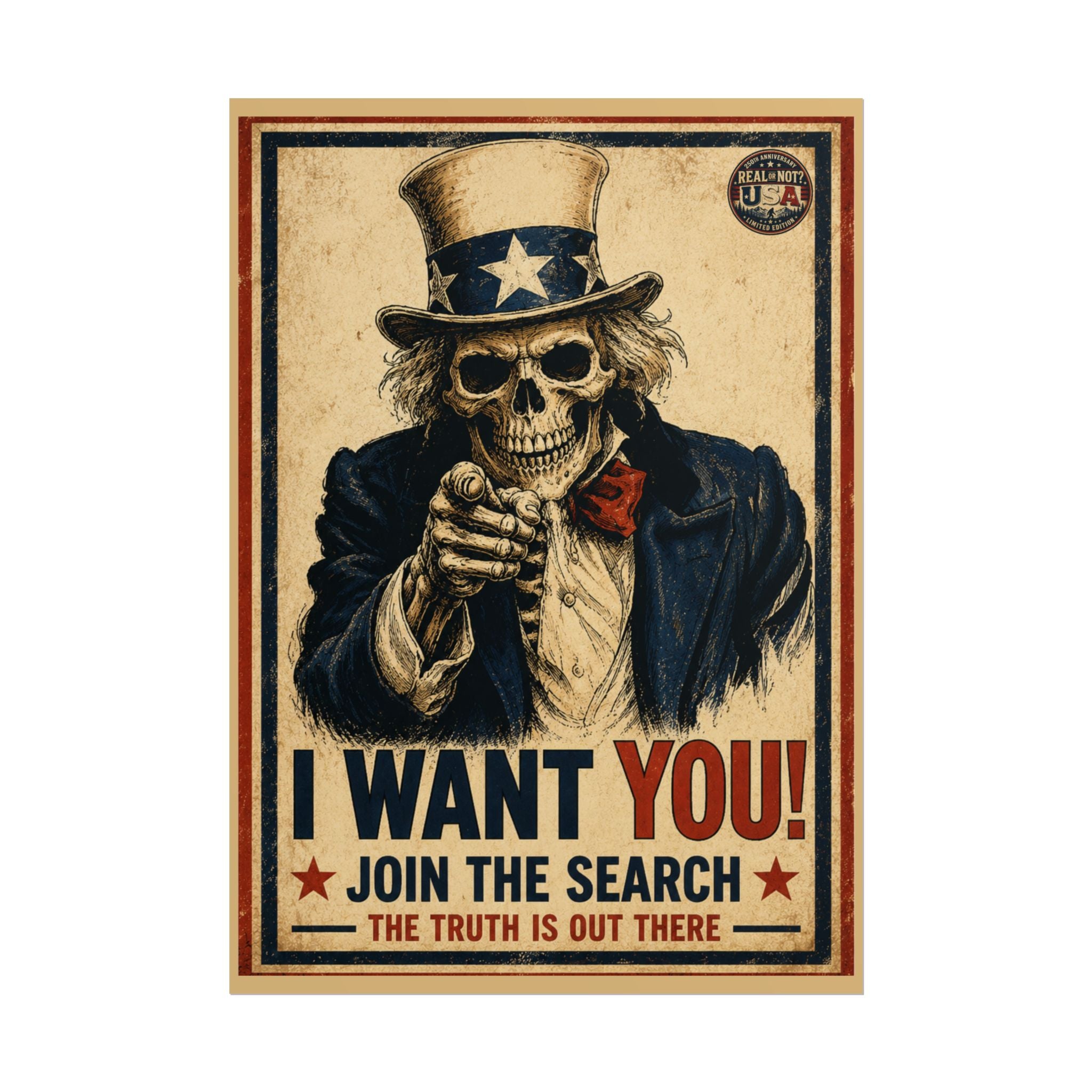 Uncle Sam Skull Recruitment Poster Limited Edition 250th USA Anniversary