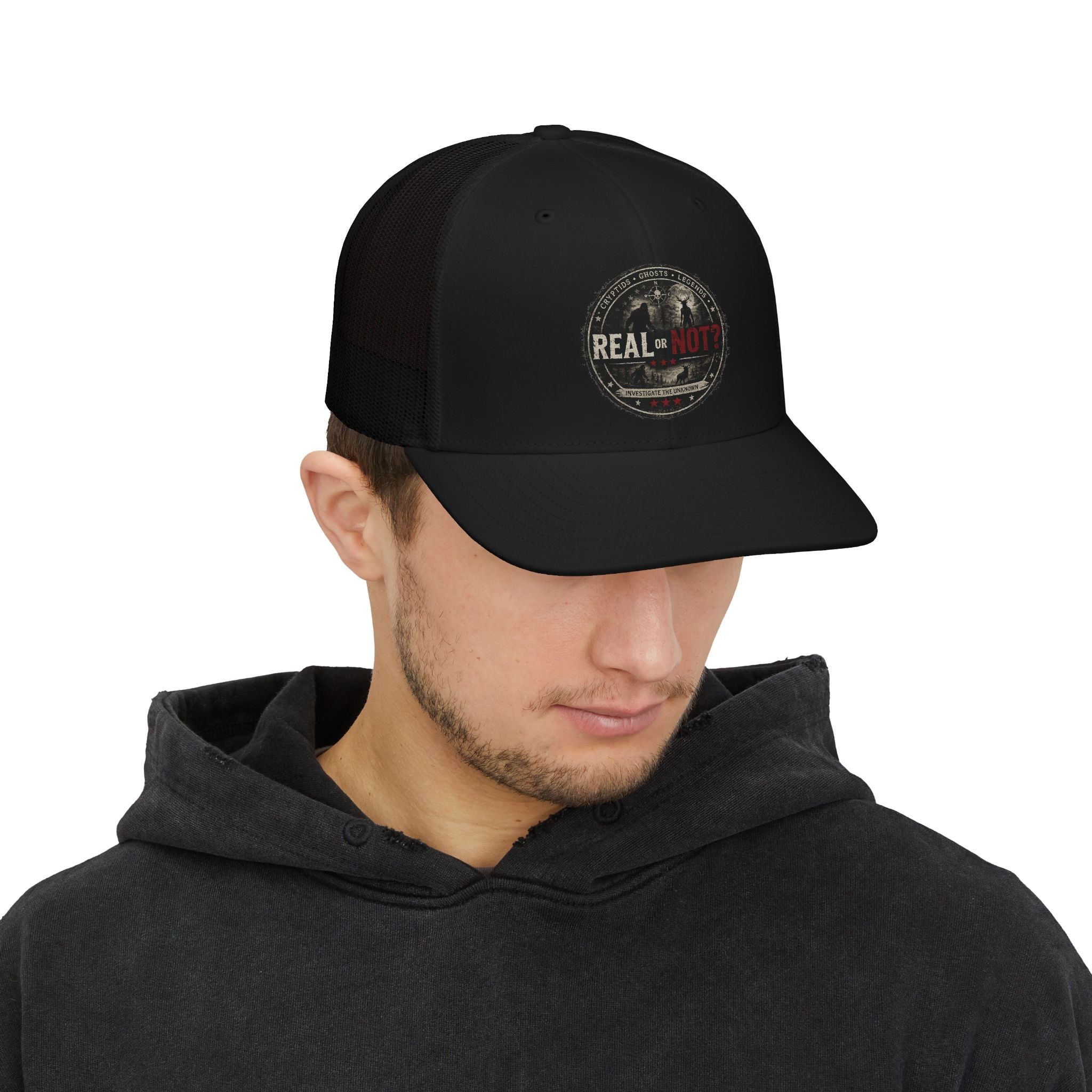Real or Not? Trucker Hat - Vintage Paranormal Patch Snapback Cap