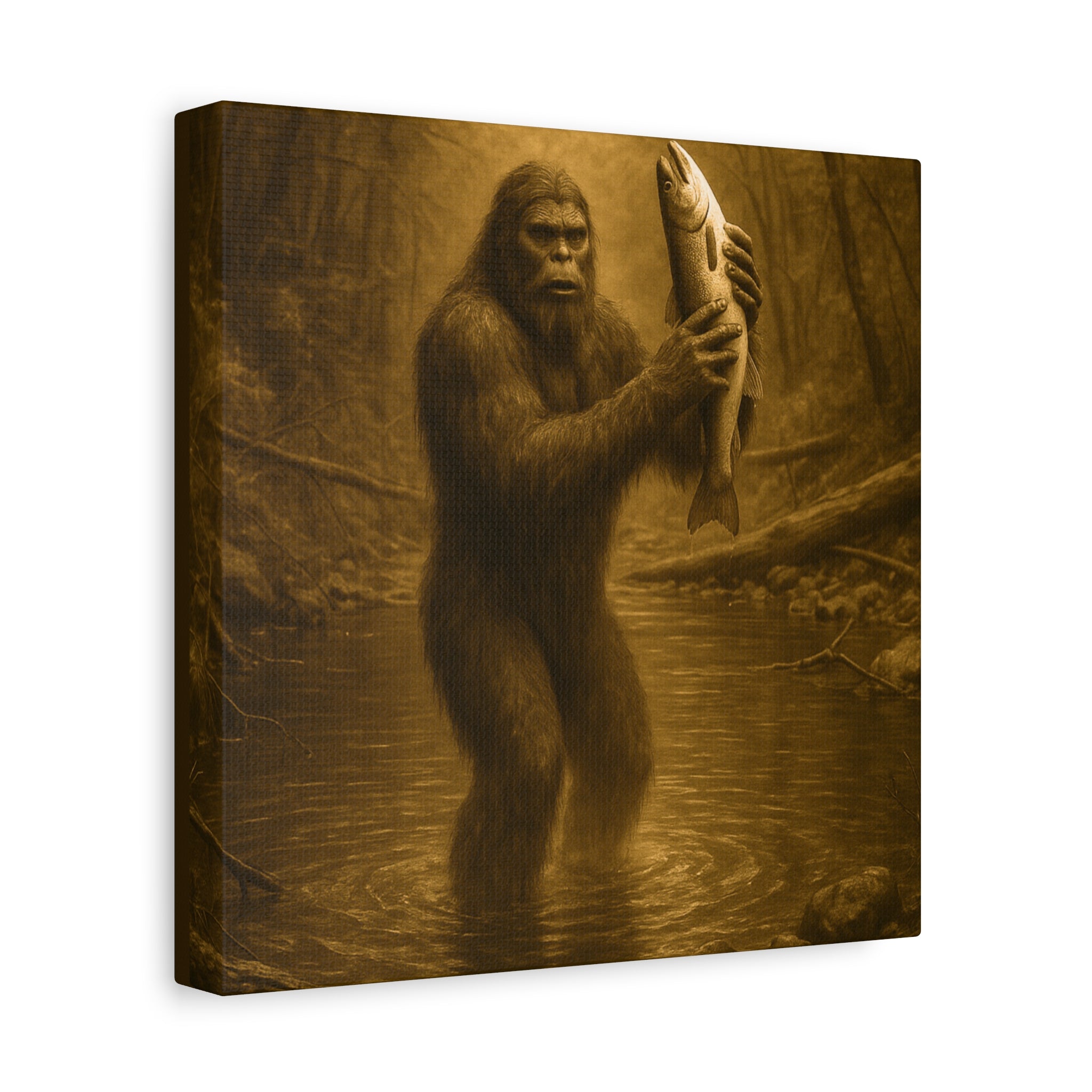 Fishin' with Squatch Matte Canvas Wall Art – Sasquatch