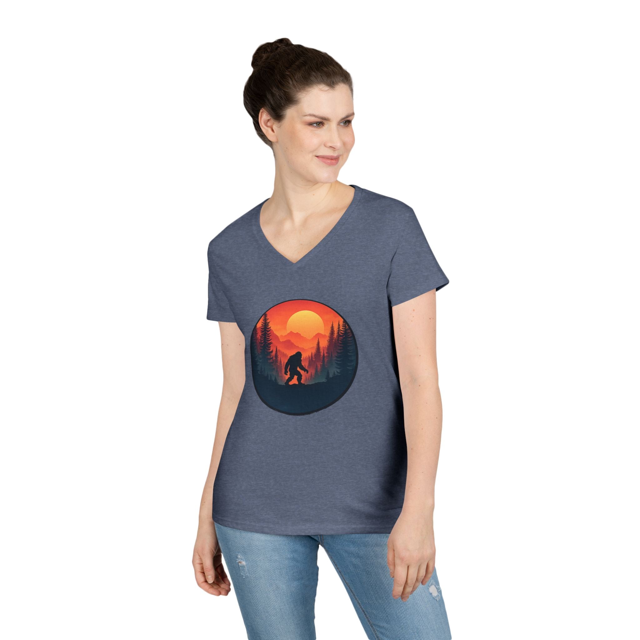 Sasquatch Sunset V-Neck Tee — Women’s Tee