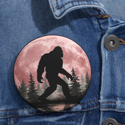 Bigfoot Night Walk Round Pin Button