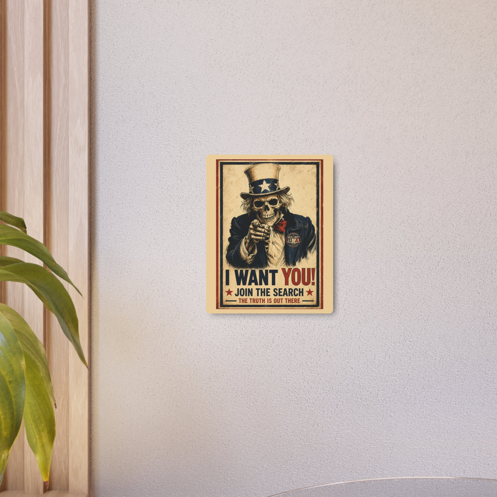 Uncle Sam Skull - "I WANT YOU!" Vintage Recruiting Metal Sign