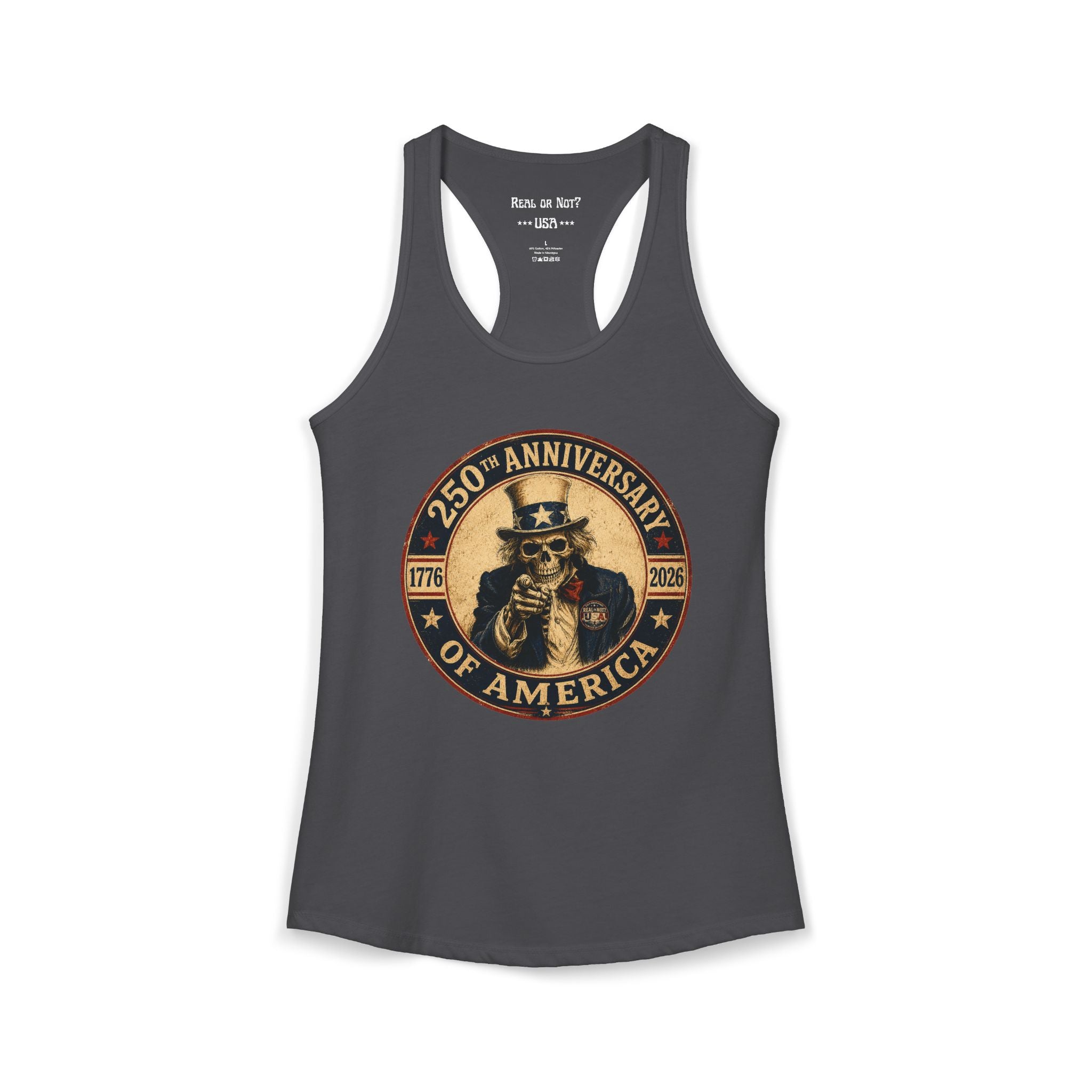 Limited Edition: Uncle Sam Skull 250th Anniversary of America Ladies Racerback Tank Top